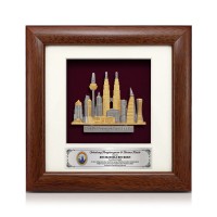 7" x 7" Solid Frame with Gold Plated Pewter - Kuala Lumpur Landmark