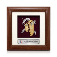 7" x 7" Frame with Gold Plated Pewter - Pitcher Plant (Periuk Kera)