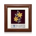 7" x 7" Solid Frame with Gold Plated Pewter - Lily Flower