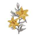 7" x 7" Solid Frame with Gold Plated Pewter - Lily Flower