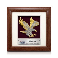 7" x 7" Solid Frame with Gold Plated Pewter - Flying Eagle