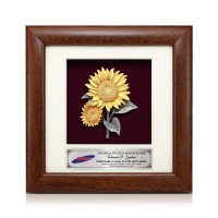 7" x 7" Frame with Gold Plated Pewter - Sunflowers