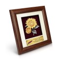 7" x 7" Frame with Gold Plated Pewter - Sunflowers