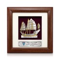 7" x 7" Solid Frame with Gold Plated Pewter - Wealth Ship