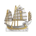 7" x 7" Solid Frame with Gold Plated Pewter - Wealth Ship
