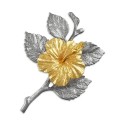 7" x 7" Solid Frame with Gold Plated Pewter - Bunga Raya (Hibiscus Flower)