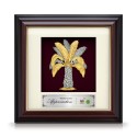 7" x 7" Gold Border Solid Frame with Gold Plated Pewter - Kelapa Sawit (Oil Palm)