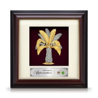 7" x 7" Gold Border Solid Frame with Gold Plated Pewter - Kelapa Sawit (Oil Palm)