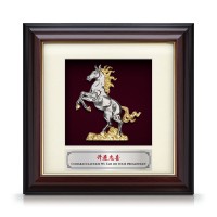 7" x 7" Gold Border Solid Frame with Gold Plated Pewter - Horse Of Fortune 7" x 7" Gold Border Solid Frame with Gold Plated Pewter - Horse Of Fortune