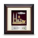 7" x 7" Gold Border Solid Frame with Gold Plated Pewter - Malaysia Landmark