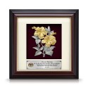 7" x 7" Gold Border Solid Frame with Gold Plated Pewter - Bunga Raya 2 Flowers