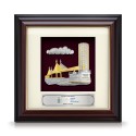 7" x 7" Gold Border Solid Frame with Gold Plated Pewter - Penang Landmark