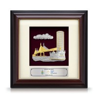 7" x 7" Gold Border Solid Frame with Gold Plated Pewter - Penang Landmark