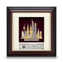 7" x 7" Gold Border Solid Frame with Gold Plated Pewter - Kuala Lumpur Landmark