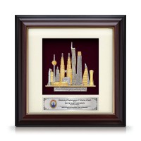 7" x 7" Gold Border Solid Frame with Gold Plated Pewter - Kuala Lumpur Landmark
