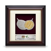 7" x 7" Gold Border Solid Frame with Gold Plated Pewter - Durian Musang King