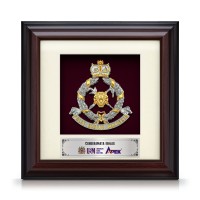 7" x 7" Elegant Solid Frame with Gold Plated Pewter - Logo Police Diraja Malaysia (Polis PDRM)