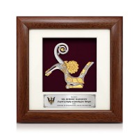 7" x 7" Solid Frame with Gold Plated Pewter - Hornbill