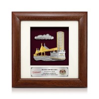 7" x 7" Solid Frame with Gold Plated Pewter - Penang Landmark