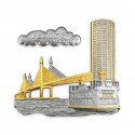 7" x 7" Solid Frame with Gold Plated Pewter - Penang Landmark