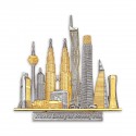 7" x 7" Solid Frame with Gold Plated Pewter - Kuala Lumpur Landmark