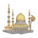8.5" x 10" Solid Frame with Exclusive Songket and Gold Plated Pewter : Masjid (Mosque)