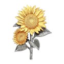 8.5" x 10" Solid Frame with Gold Plated Pewter : Sunflowers