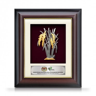 8.5" x 10" Gold Border Solid Frame with Gold Plated Pewter : Padi (Paddy) 8.5" x 10" Gold Border Solid Frame with Gold Plated Pewter : Padi (Paddy)