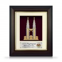 8.5" x 10" Gold Border Solid Frame with Gold Plated Pewter - Petronas Twin Towers