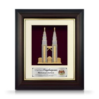 8.5" x 10" Gold Border Solid Frame with Gold Plated Pewter - Petronas Twin Towers