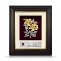 8.5" x 10" Gold Border Solid Frame with Gold Plated Pewter - Bunga Raya 2 Flowers