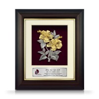 8.5" x 10" Gold Border Solid Frame with Gold Plated Pewter - Bunga Raya 2 Flowers