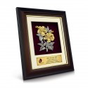 8.5" x 10" Gold Border Solid Frame with Gold Plated Pewter - Bunga Raya 2 Flowers