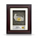 8.5" x 10" Solid Frame with Exclusive Songket and Gold Plated Pewter : Tengkolok