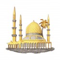 8.5" x 10" Solid Frame with Exclusive Songket and Gold Plated Pewter : Masjid (Mosque)