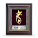 8.5" x 10" Gold Border Songket Frame with Gold Plated Pewter : Double Star Awards