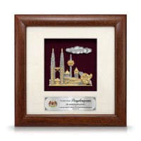 8" x 8" Solid Frame with Gold Plated Pewter - Malaysia Landmark