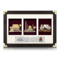 3 in 1 Exclusive Frame with Gold Border - Gold Plated Pewter
