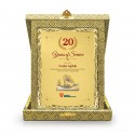 7" x 9" Songket Box with Earthleaf Gold Aluminium Plate and Gold Plated Pewter - Perahu Lepa