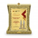 7" x 9" Songket Box with Earthleaf Gold Aluminium Plate and Gold Plated Pewter - Petronas Twin Tower
