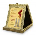 7" x 9" Songket Box with Earthleaf Gold Aluminium Plate and Gold Plated Pewter - Petronas Twin Tower