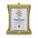 7" x 9" Songket Box with Earthleaf Silver Aluminium Plate and Gold Plated Pewter - Bunga Raya