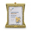 7" x 9" Songket Box with Earthleaf Silver Aluminium Plate and Gold Plated Pewter - Orchid 3 Flowers (Anggerik)
