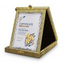 7" x 9" Songket Box with Earthleaf Silver Aluminium Plate and Gold Plated Pewter - Orchid 3 Flowers (Anggerik)