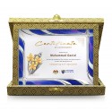 7" x 9" Songket Box With Prismatic Violet Aluminium Plate And Gold Plated Pewter - Orchid 3 Flowers (Anggerik)