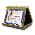 7" x 9" Songket Box With Prismatic Violet Aluminium Plate And Gold Plated Pewter - Star Awards