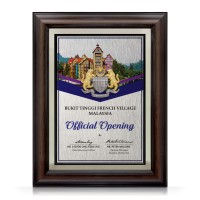 10.5" x 13.5" Award Plaque with Gold Plated Pewter - Coat of Arms of Malaysia ( Jata Negara Logo Malaysia)