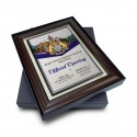 10.5" x 13.5" Award Plaque with Gold Plated Pewter - Coat of Arms of Malaysia ( Jata Negara Logo Malaysia)