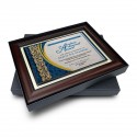 10.5" x 13.5" Award Plaque with Gold Plated Pewter - Malay Carving Motif