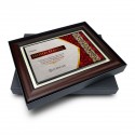 10.5" x 13.5" Award Plaque with Gold Plated Pewter - Malay Carving Motif